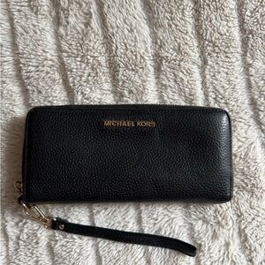 Michael Kors Black Leather Wristlet